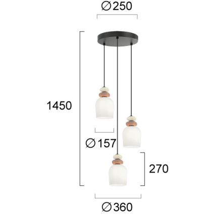 HILDA kábeles függeszték 3xE14/40W/230V fekete/barna
