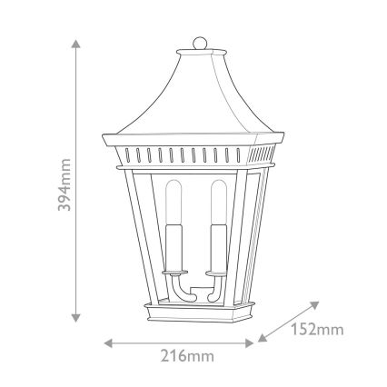 Hinkley - Kültéri fali lámpa CHAPEL HILL 2xE14/40W/230V IP44 fekete