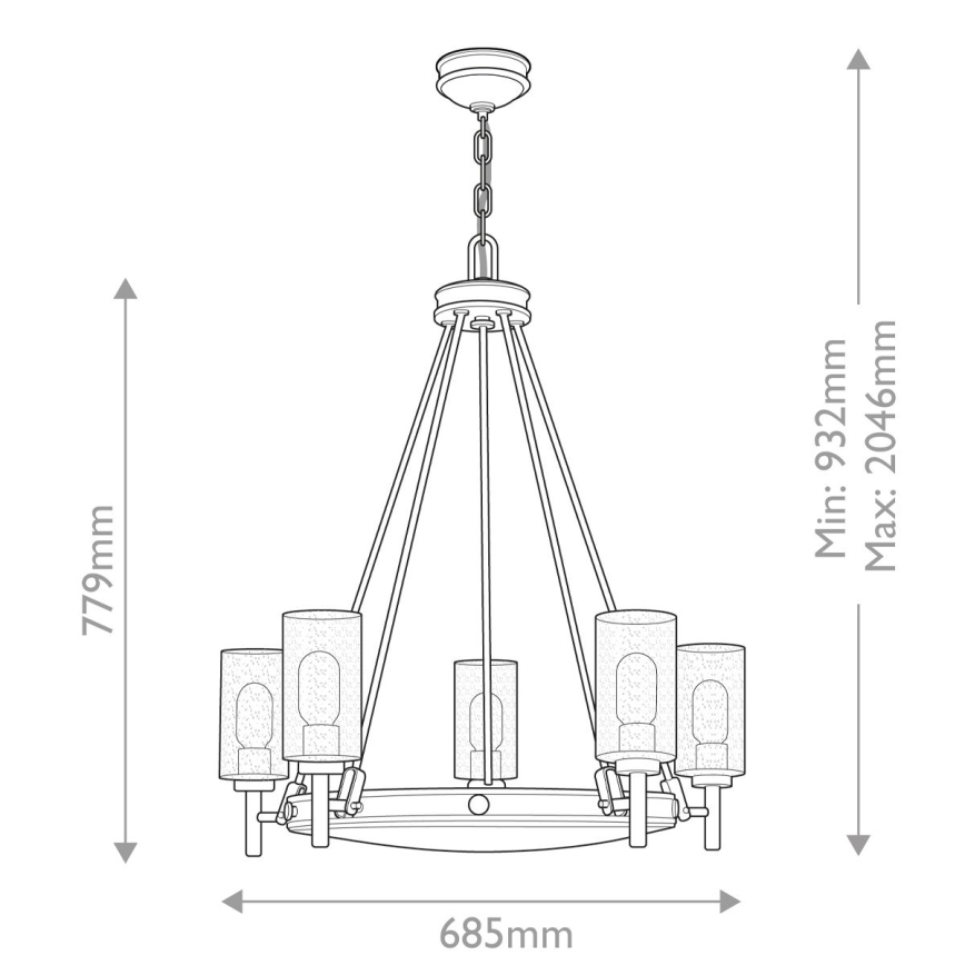 Hinkley - Láncos csillár COLLIER 5xE27/40W/230V átmérő 68,5 cm fekete