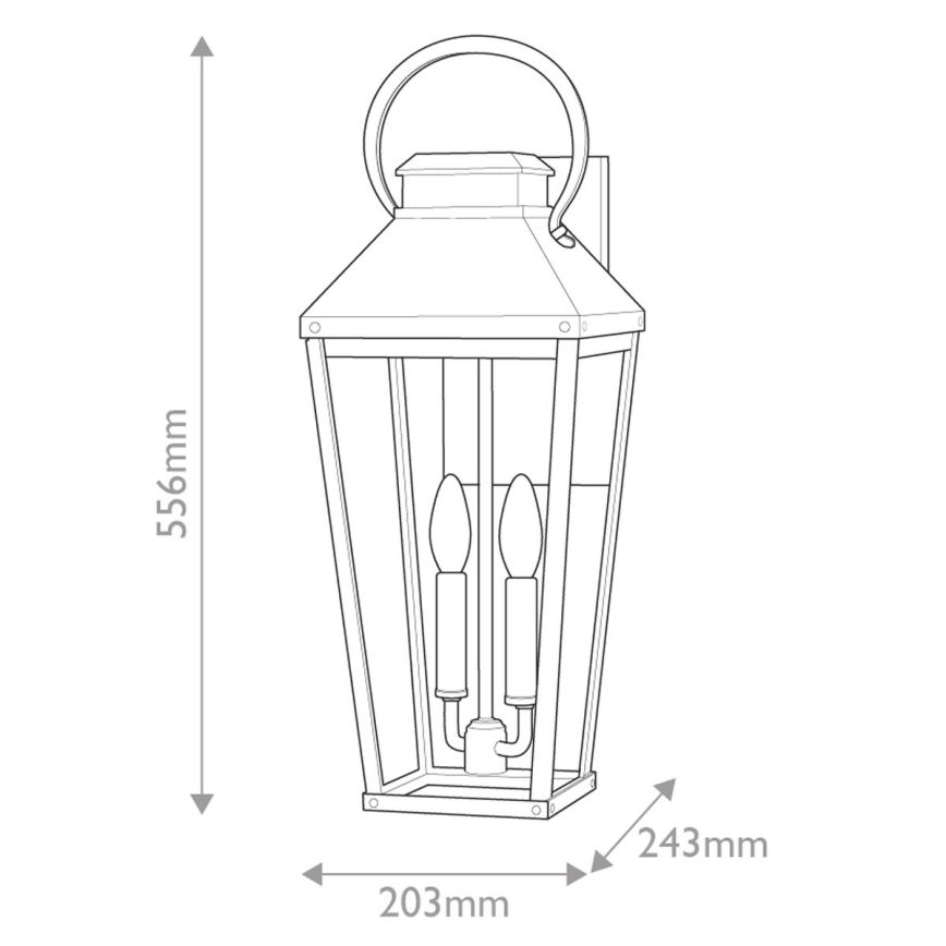 Hinkley - Kültéri fali lámpatest DAWSON L 2xE14/40W/230V IP44 fekete