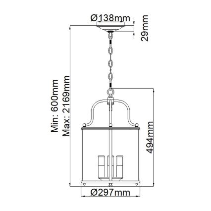 Hinkley - GENTRY láncos csillár 4xE14/60W/230V arany
