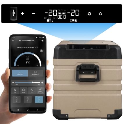 Hordozható Autós hűtő LCD kijelzővel 39 l 230V/12V/24V barna