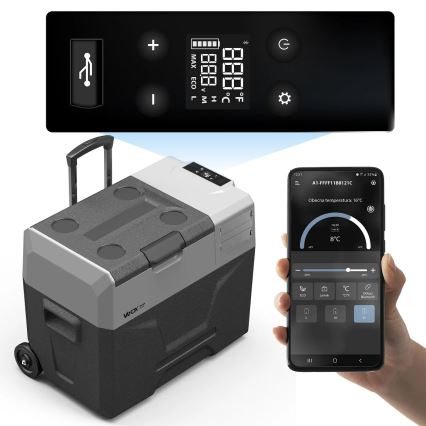 Hordozható Autós hűtő LCD kijelzővel 40 l 230V/12V/24V fekete