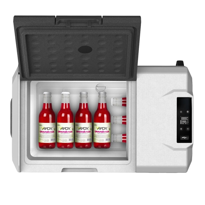 Hordozható Autós hűtő LCD kijelzővel 40 l 230V/12V/24V fekete