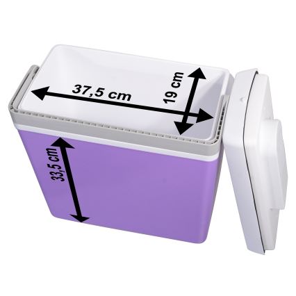 Hordozható autós hűtődoboz 23 l 55W/12V/230V lila/fehér