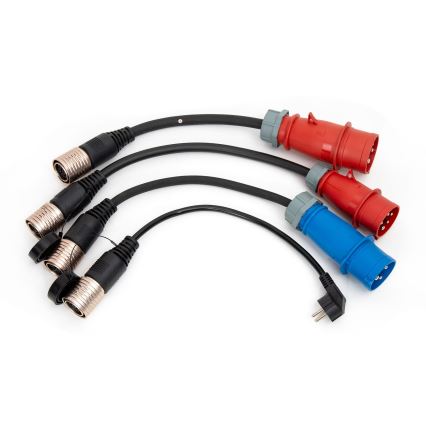 Hordozható elektromos autó töltő 4 db Type 2 adapterrel 32A/480V 22kW 5m IP67