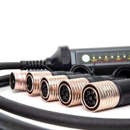 Hordozható elektromos autó töltő 4 db Type 2 adapterrel 32A/480V 22kW 5m IP67
