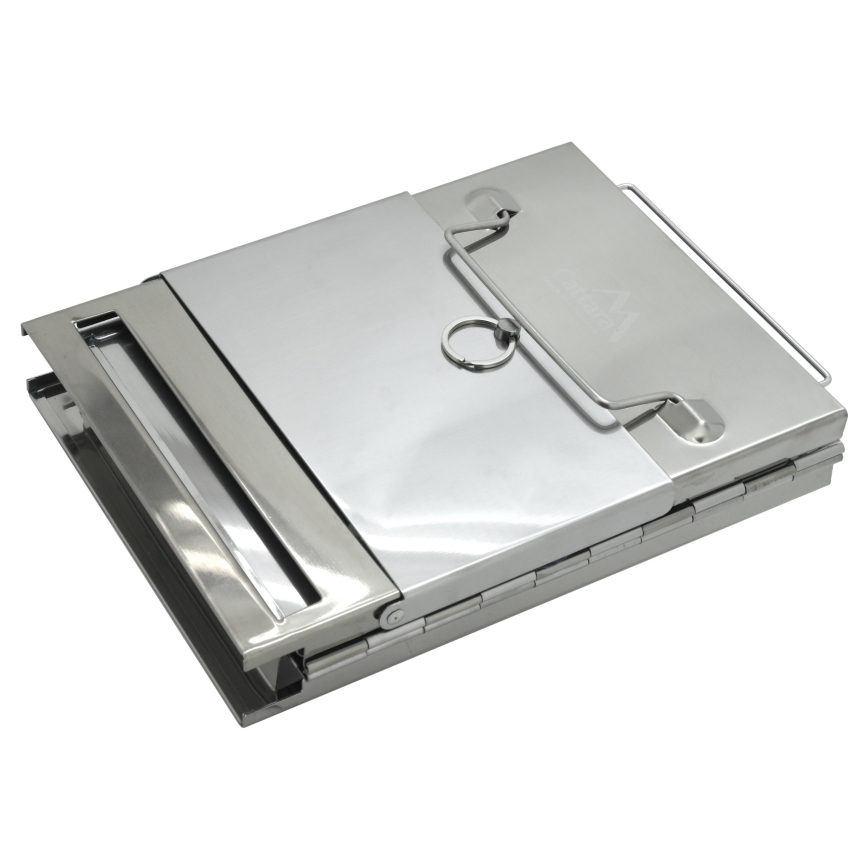 Hordozható fa grill fényes króm