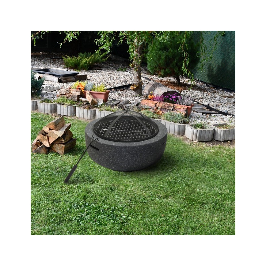 Hordozható fa tábortűz rostéllyal antracit