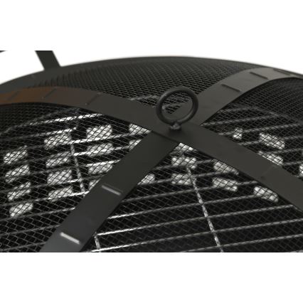 Hordozható fa tűzrakóhely rostéllyal fekete