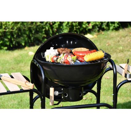 Hordozható faszén grill fekete/fa