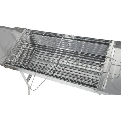 Hordozható faszén grill fényes króm