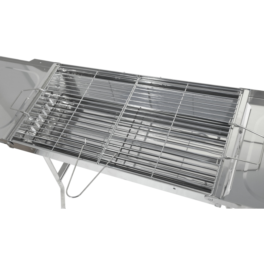 Hordozható faszén grill fényes króm