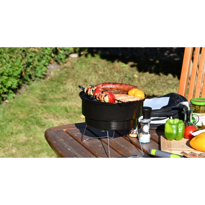 Hordozható faszenes grill fekete