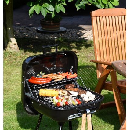 Hordozható faszenes grillsütő fekete