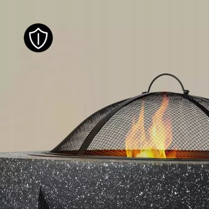 Hordozható tűzrakóhely rácssal 74x30 cm fekete/sötét gránit