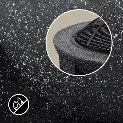 Hordozható tűzrakóhely rácssal 74x30 cm fekete/sötét gránit