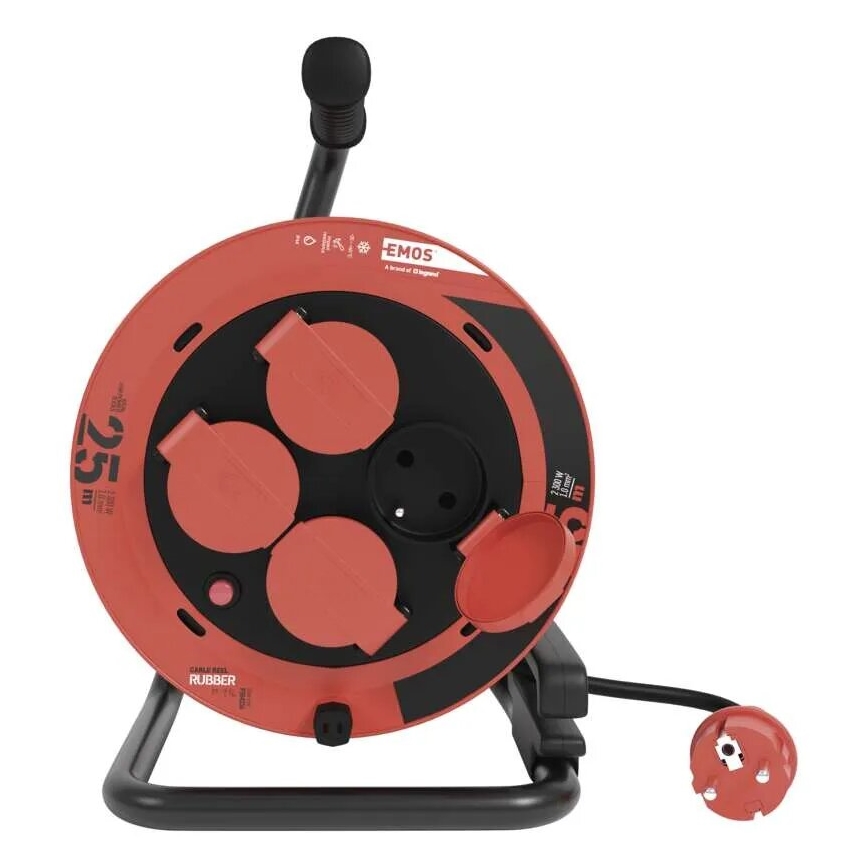 Hosszabbító dob 4 aljzattal 25m IP44 piros