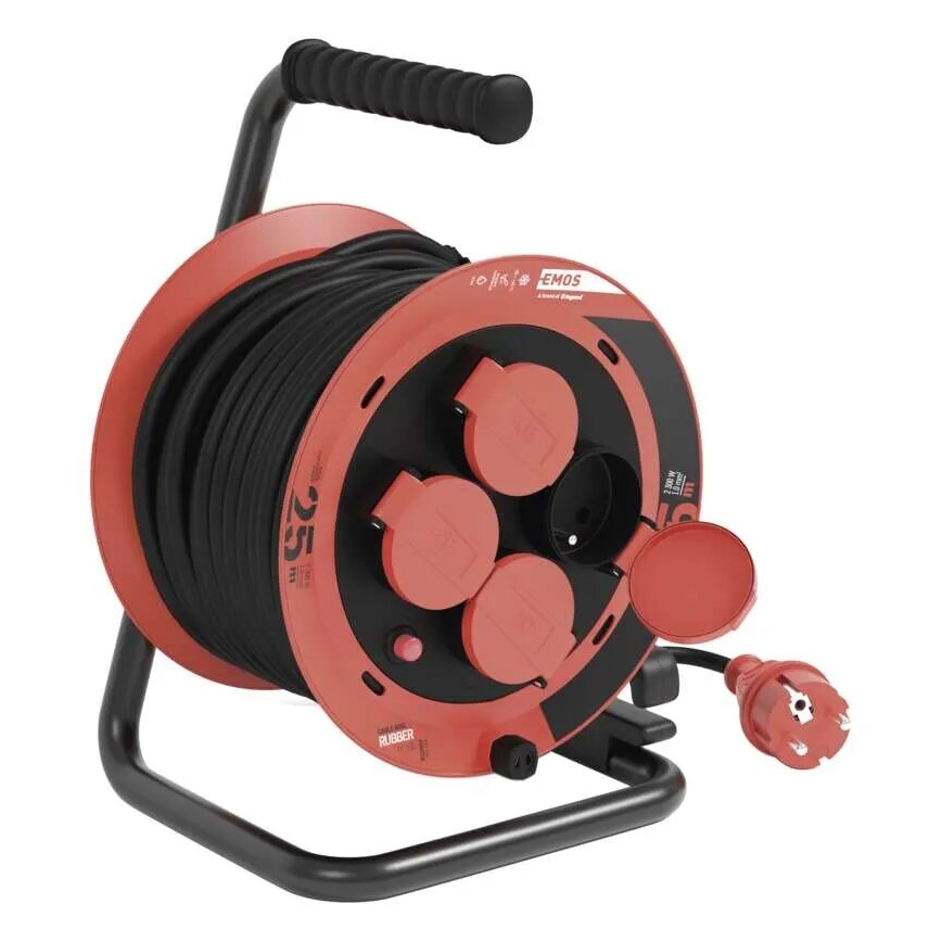 Hosszabbító dob 4 aljzattal 25m IP44 piros