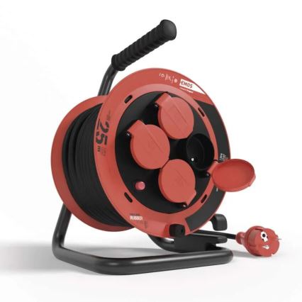 Hosszabbító dob 4 aljzattal 25m IP44 piros