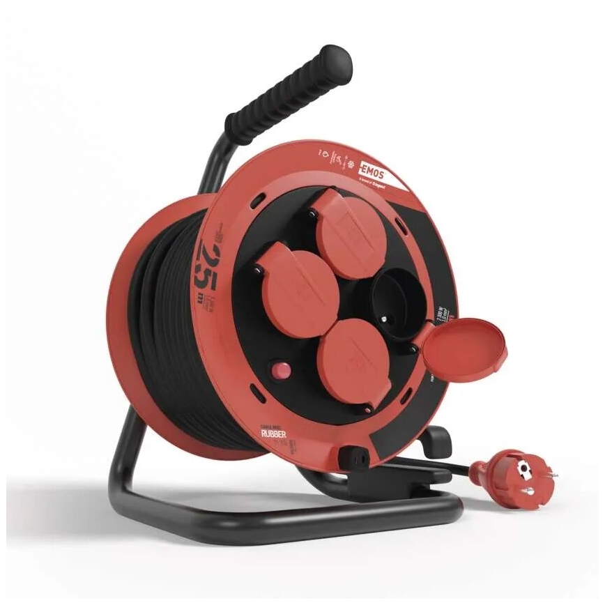 Hosszabbító dob 4 aljzattal 25m IP44 piros