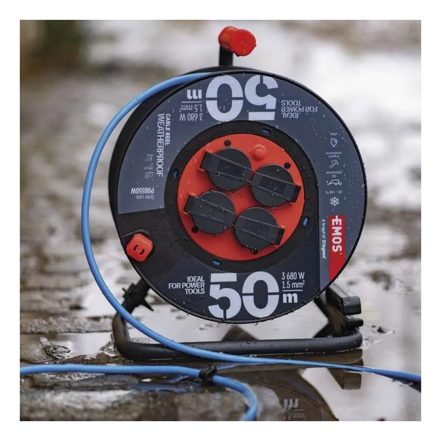 Hosszabbító dob 4 aljzattal 50m szilikon IP44