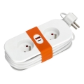 Hosszabbító kábel 2 aljzat + 2x USB 1,4 m fehér