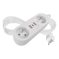 Hosszabbító kábel 2 hálózati aljzat + 2× USB-A + USB-C, 1,4 m