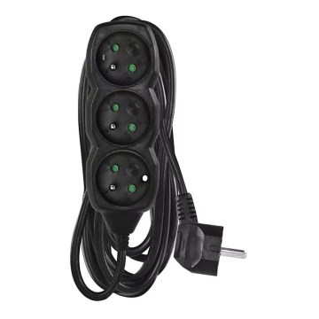 Hosszabbító kábel 3 pólusú 5 m fekete