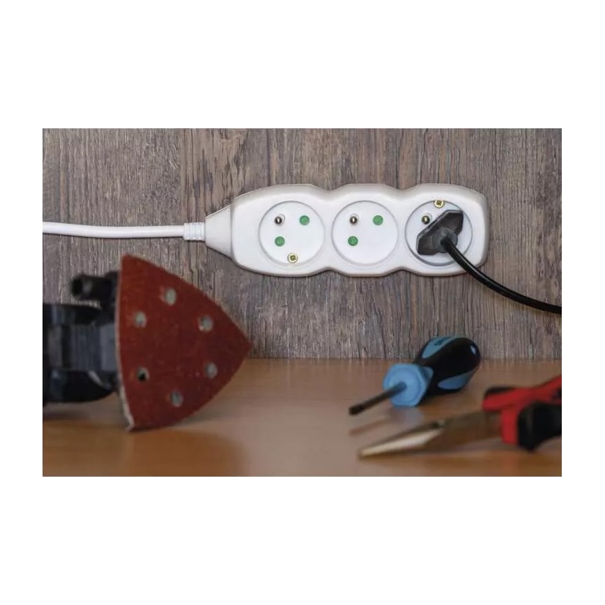 Hosszabbító kábel 3 pólusú 10 m fehér