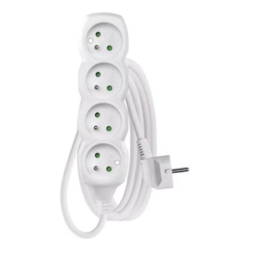 Hosszabbító kábel 4 aljzat, 3 m, fehér