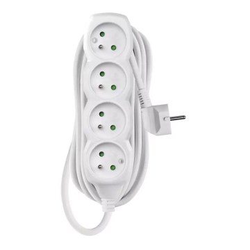 Hosszabbító kábel 4 aljzat 5 m fehér