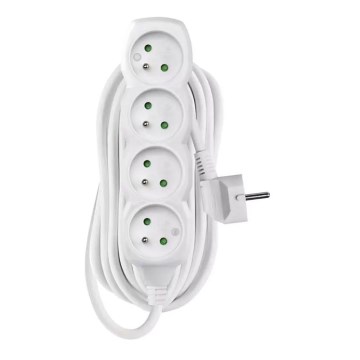 Hosszabbító kábel 4 aljzat 7 m fehér