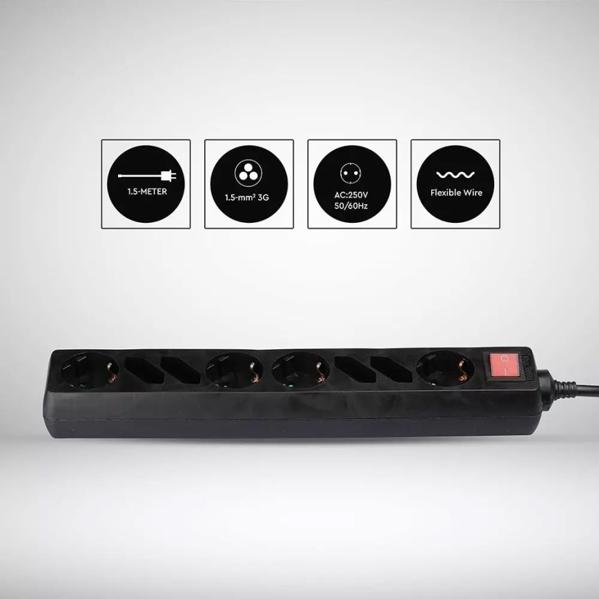 Hosszabbító kapcsolóval SCHUKO 8Z 1,5 m