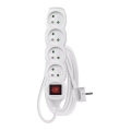 Hosszabbító kábel kapcsolóval 4 aljzat 3m fehér