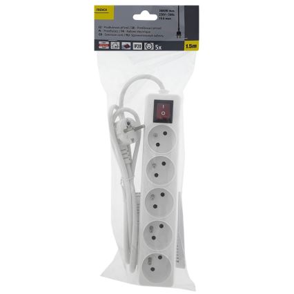 Hosszabbító kábel kapcsolóval 5Z 1,5 m
