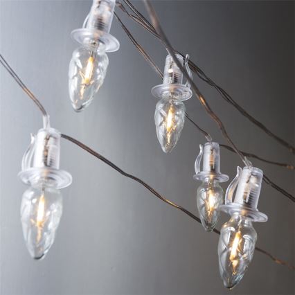 Bővítő LED kültéri  füzér CONE FILAMENT 20xE10 14m átlátszó/meleg fehér IP44, Csehországban készült