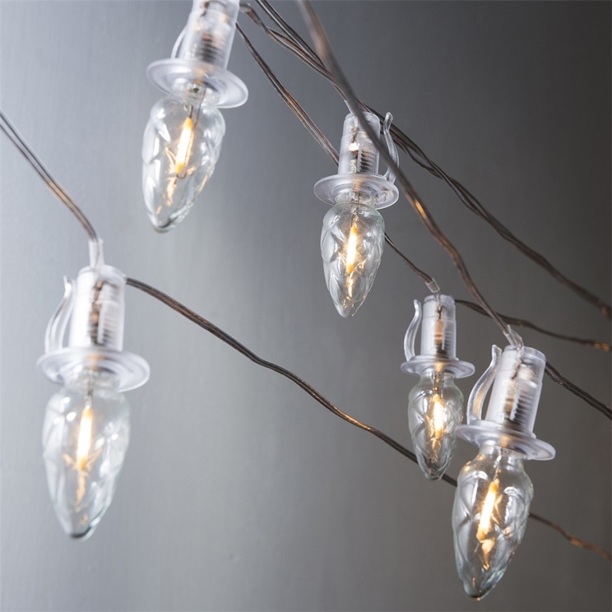Bővítő LED kültéri  füzér CONE FILAMENT 20xE10 14m átlátszó/meleg fehér IP44, Csehországban készült