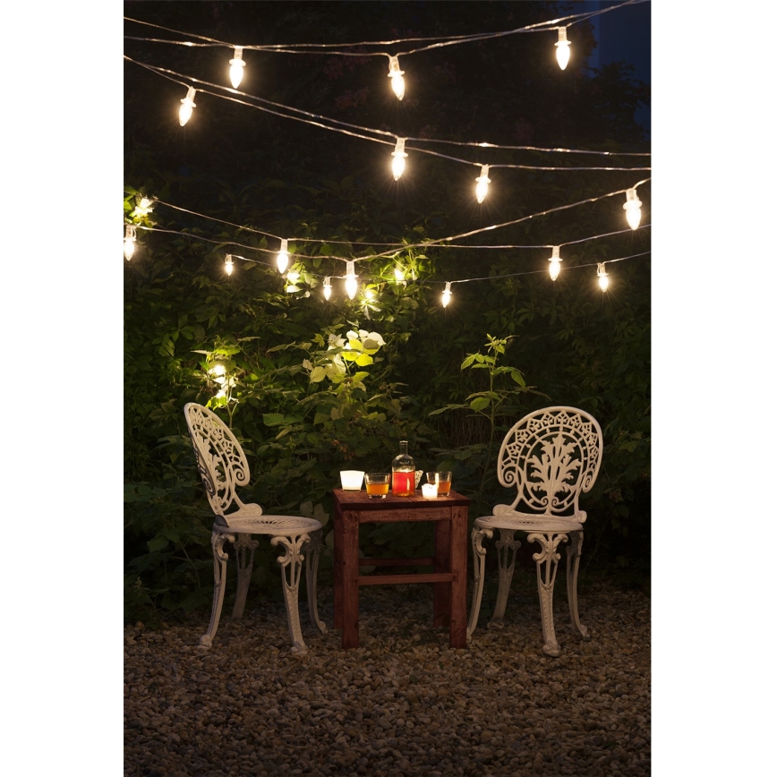 Bővítő LED kültéri  füzér CONE FILAMENT 20xE10 14m átlátszó/meleg fehér IP44, Csehországban készült