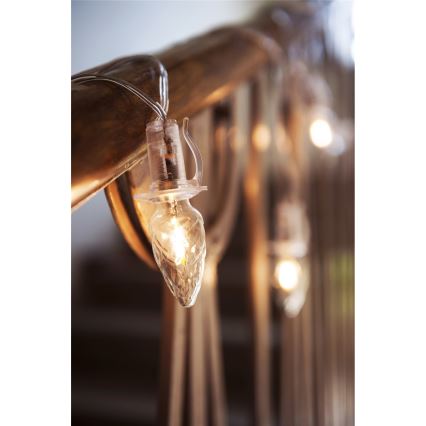 Bővítő LED kültéri  füzér CONE FILAMENT 20xE10 14m átlátszó/meleg fehér IP44, Csehországban készült