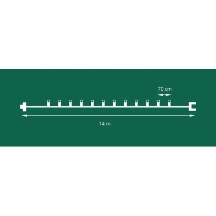 Bővítő LED kültéri  füzér CONE FILAMENT 20xE10 14m átlátszó/meleg fehér IP44, Csehországban készült