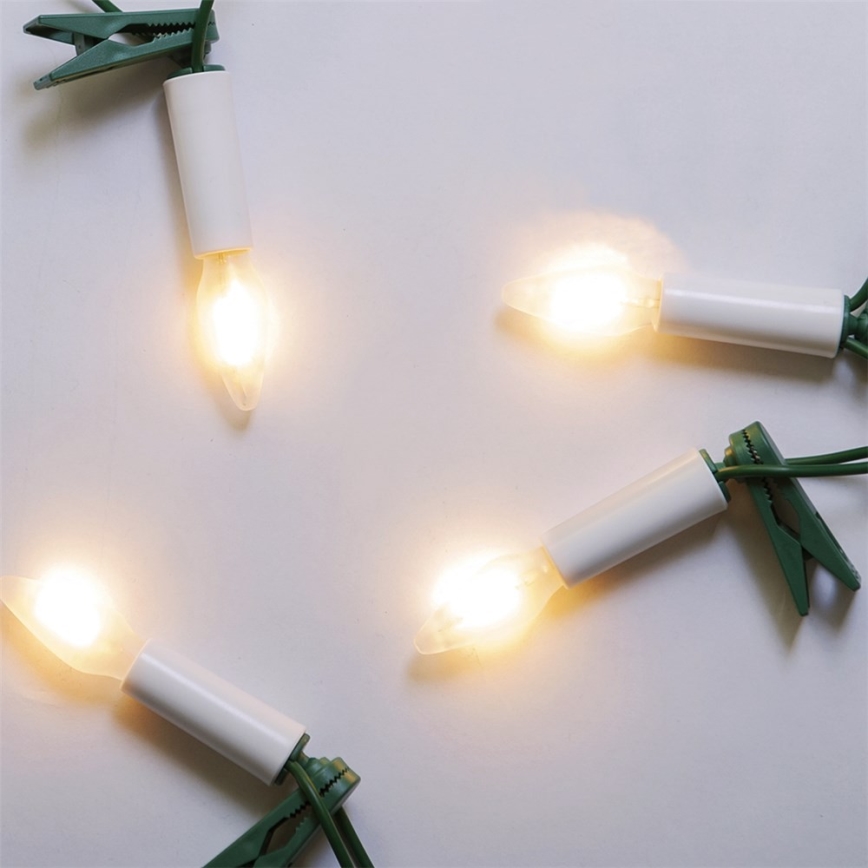 Hosszabbító LED kültéri karácsonyi lánc FELICIA FILAMENT 20xE10 14m fehér/meleg fehér IP44, Made in the EU