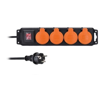 Hosszabbítókábel kapcsolóval 4 aljzat 5m IP44