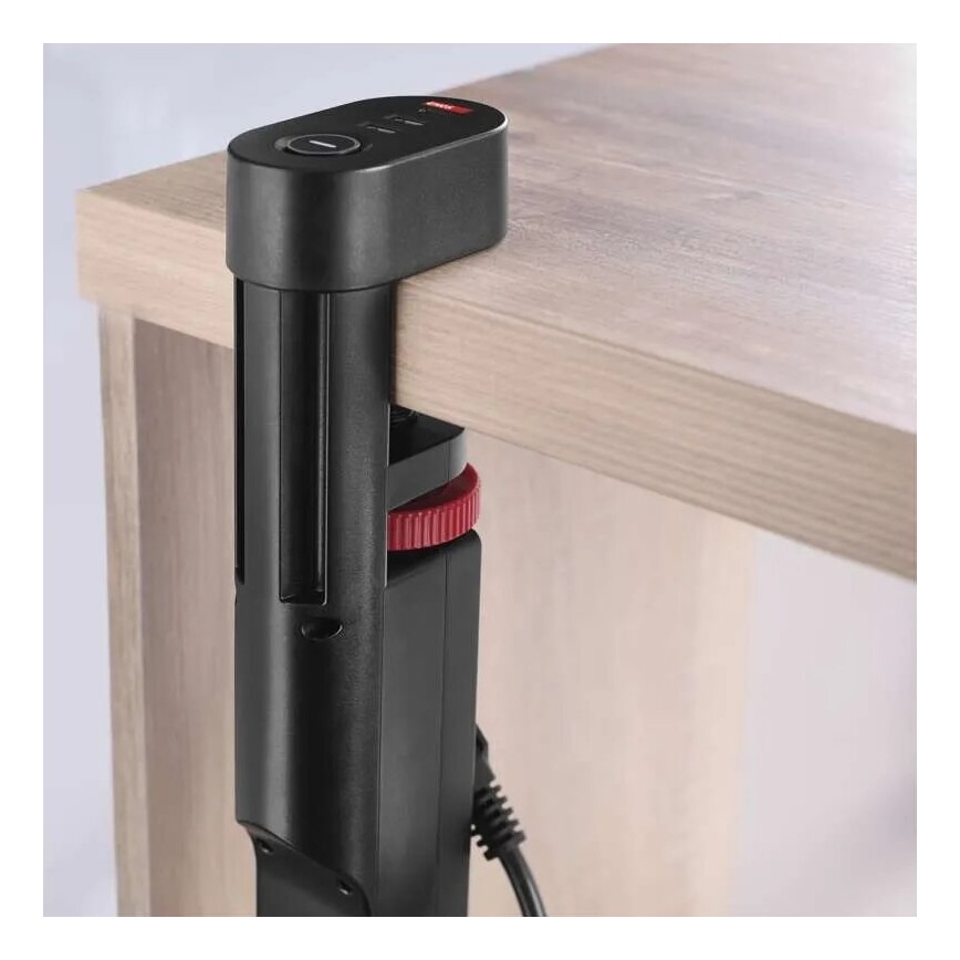 Hosszabító kábel asztali rögzítéssel 3Z + 3xUSB 1,5m fekete