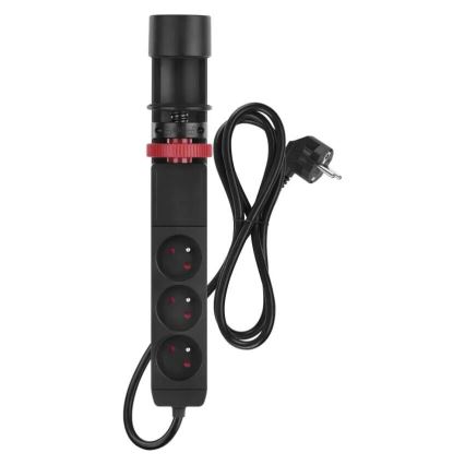 Hosszabító kábel asztali rögzítéssel 3Z + 3xUSB 1,5m fekete