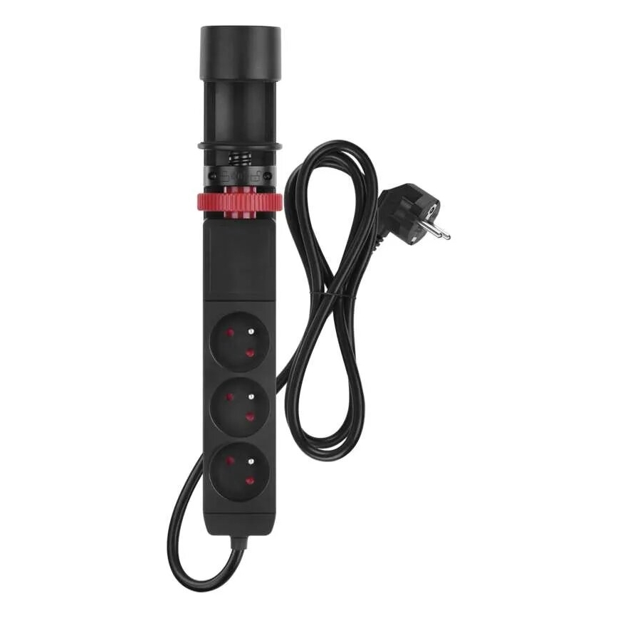 Hosszabító kábel asztali rögzítéssel 3Z + 3xUSB 1,5m fekete