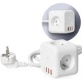 Hosszabító kábel kocka kapcsolóval LINEA 3x230V + 4xUSB A/C fehér