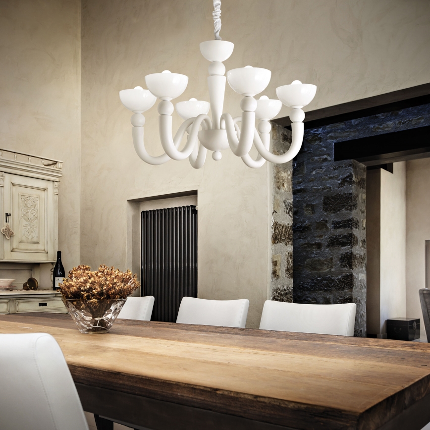 Ideal Lux - BON BON láncos csillár 8xE14/28W/230V átm. 95,5 cm fehér