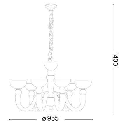 Ideal Lux - BON BON láncos csillár 8xE14/28W/230V átm. 95,5 cm fehér