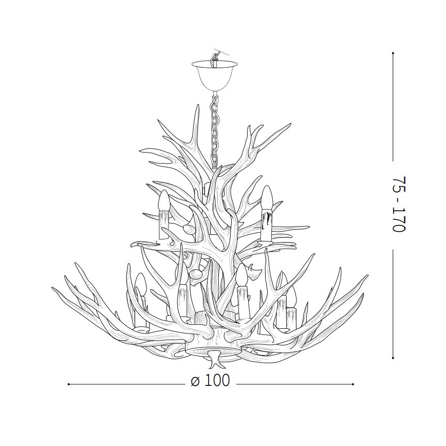 Ideal Lux - Csillár láncon CHALET 12xE14/40W/230V szarvasagancs